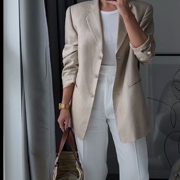 100% linen tan blazer - Picture 1 of 5